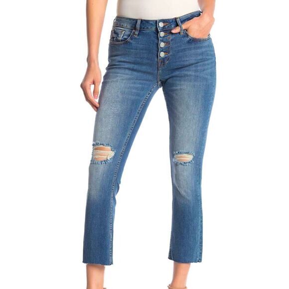 Vigoss Button Fly Distressed Cropped Skinny Jeans‎ - Picture 1 of 8